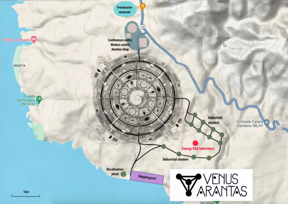 Master plan of Venus Arantas - the new planned city in Peru by The Venus Project